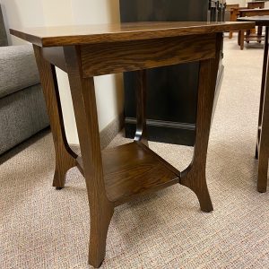 Wooden side table with lower shelf
