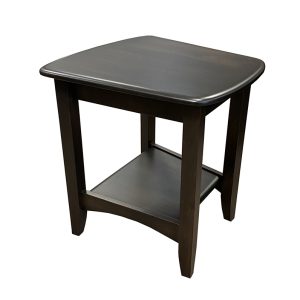 Dark wood side table with lower shelf