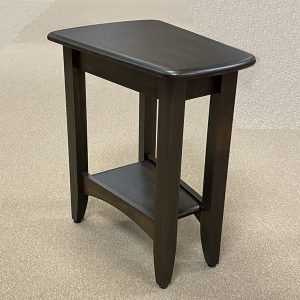 Dark wood side table with lower shelf