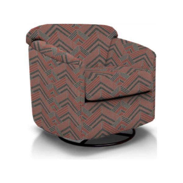 Patterned swivel armchair with zigzag design