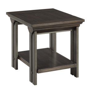 Dark wooden side table with lower shelf