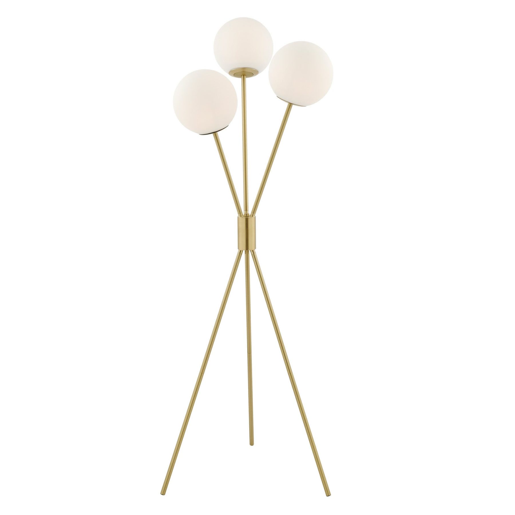 Modern gold floor lamp with three white globes