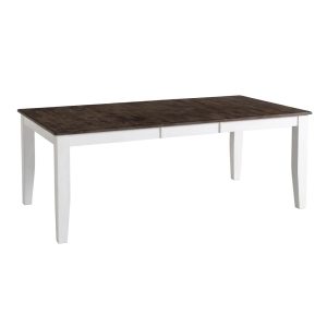 Wooden dining table with white legs