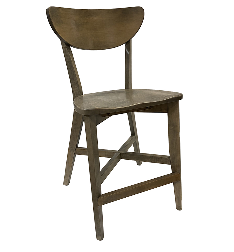 Wooden chair with curved backrest.