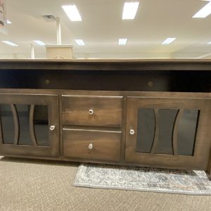 Wooden TV console with drawers and cabinets
