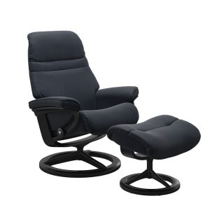 Black recliner chair with matching ottoman