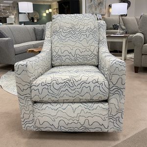 Patterned armchair in furniture showroom