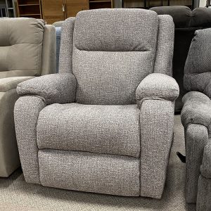 Gray recliner chair in furniture showroom