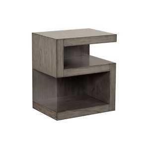 Modern wooden side table with two shelves.