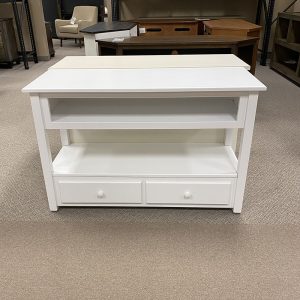 White wooden console table with two drawers