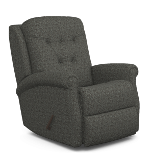Gray reclining armchair with tufted backrest
