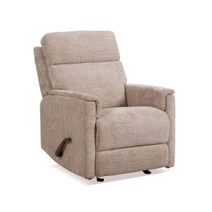 Beige reclining armchair with lever handle