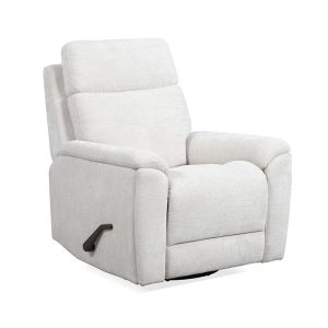 Comfortable white recliner chair with lever