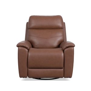 Brown leather recliner chair front view