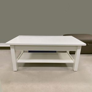 White wooden coffee table with shelf