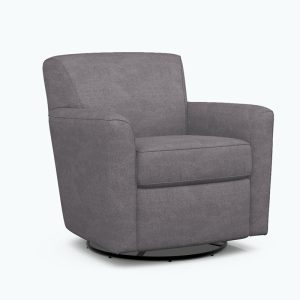 Gray swivel armchair on light background