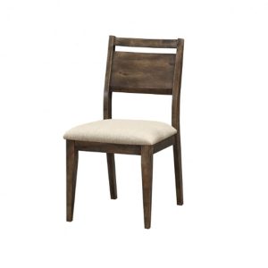 Wood dining chair with beige cushion seat