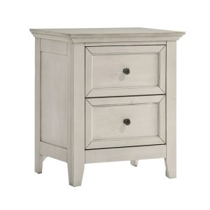White wooden nightstand with two drawers