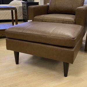 Brown leather chair with matching ottoman