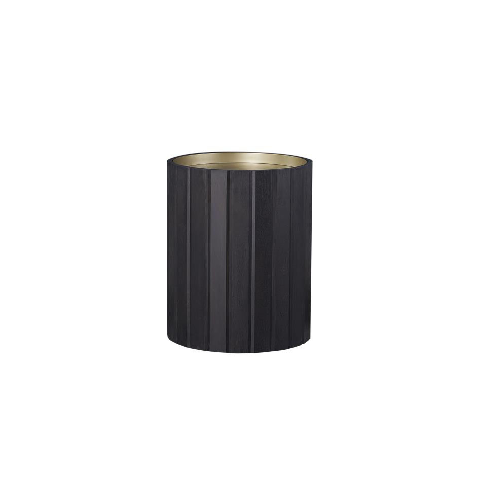 Black ribbed planter with gold interior