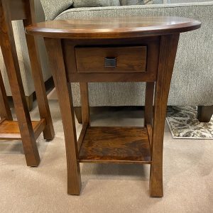 Wooden side table with drawer and shelf