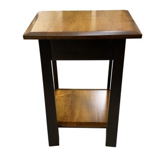 Wooden side table with two shelves, dark finish