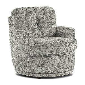 Gray patterned swivel chair, comfortable home furniture.