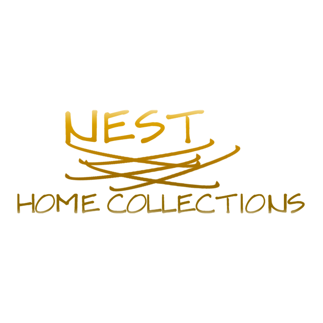 Nest Home Collections logo in gold