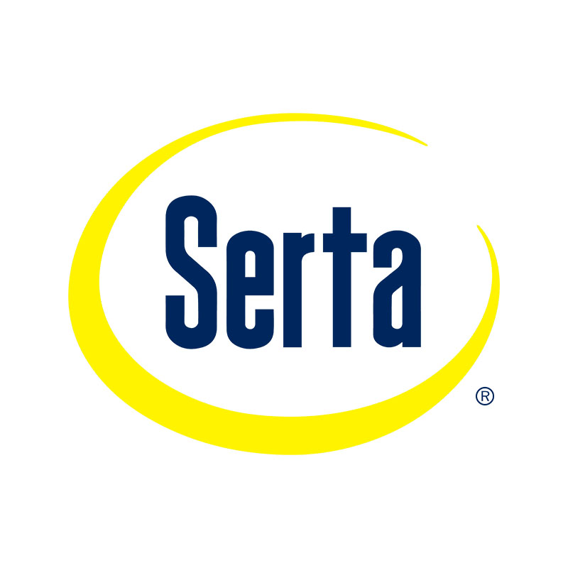 Serta logo with yellow crescent